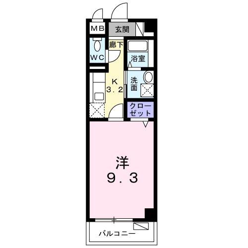 TORAZ HILL(1K/3階)の間取り写真