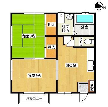 山崎アパート(2DK/2階)の間取り写真