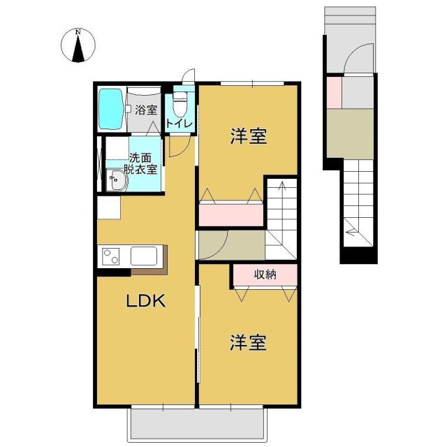 オーベル(2LDK/2階)の間取り写真