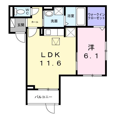 赤川4丁目(1LDK/1階)の間取り写真
