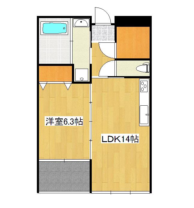 鹿児島市電唐湊線 桜島桟橋通駅 徒歩16分 3階建 築17年(1LDK/2階)の間取り写真