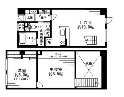 レジディア六本木檜町公園(2LDK/4階)の間取り写真