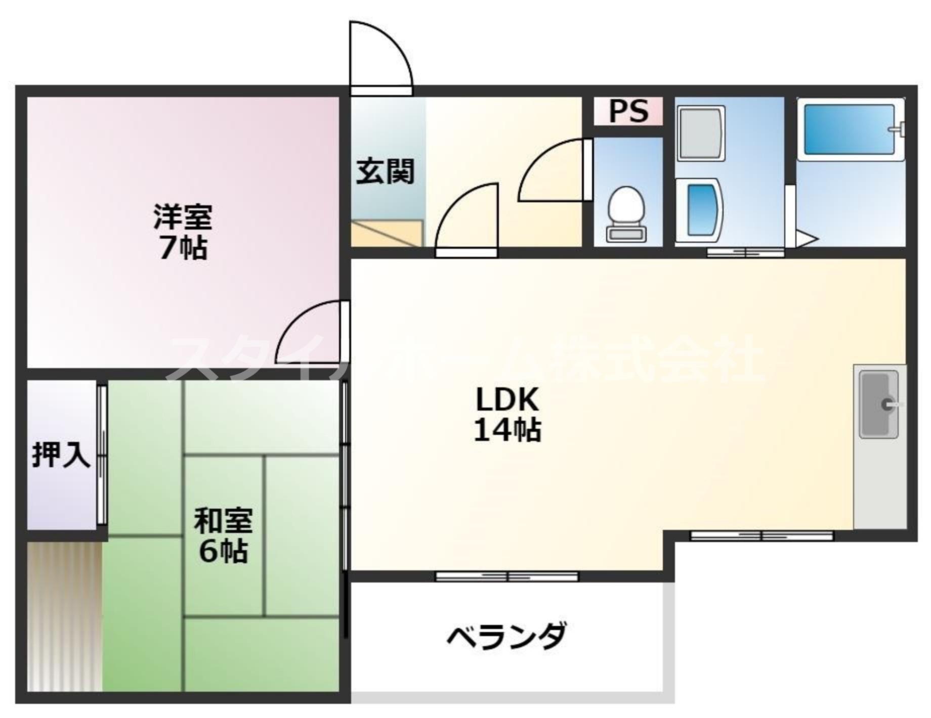 マロン・ドゥムール(2LDK/3階)の間取り写真