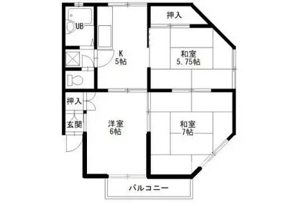 グリンヒルミハラ(3DK/1階)の間取り写真