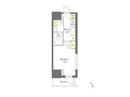 プライムメゾン門前仲町(1K/10階)の間取り写真