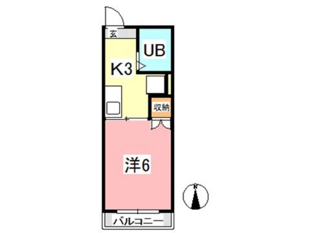 マンションみふねNO.8(1K/2階)の間取り写真