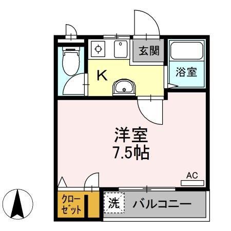 コスモ花園ハイツ(1K/2階)の間取り写真