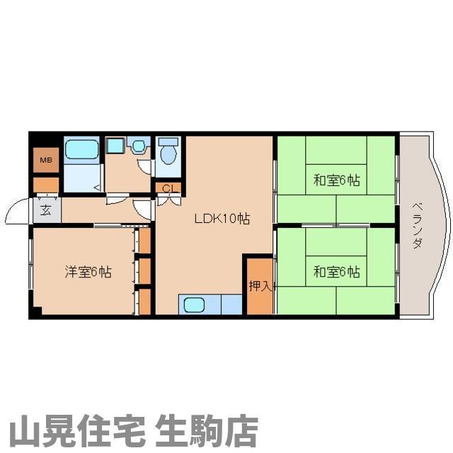 第6サンコウヒルズ東館(3LDK/3階)の間取り写真