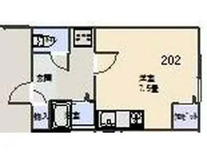 JR越後線 新潟大学前駅 徒歩3分 2階建 築43年(ワンルーム/2階)の間取り写真