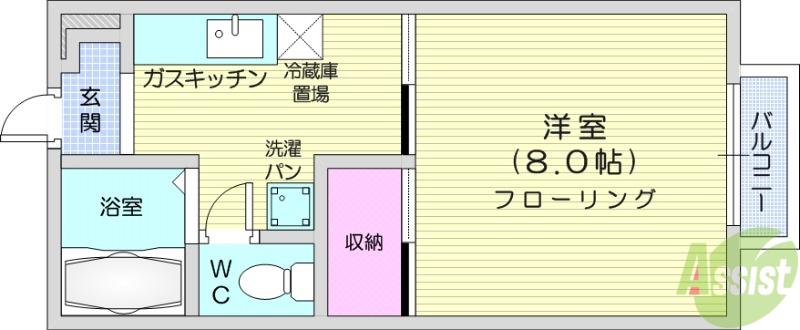 ハイツシャルマン(1K/2階)の間取り写真