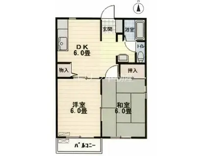 610ガーデンA(2DK/1階)の間取り写真