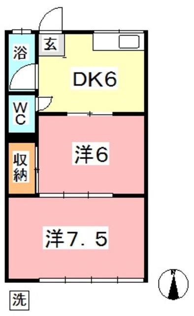 野田マンションB棟(2DK/2階)の間取り写真