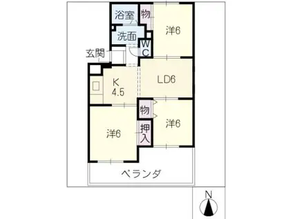 パスカル三宝(3LDK/2階)の間取り写真
