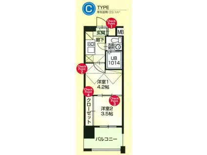 ORIENT BLD NO.60 V-TOWER(2K/6階)の間取り写真