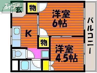 桂マンションI(2K/1階)の間取り写真