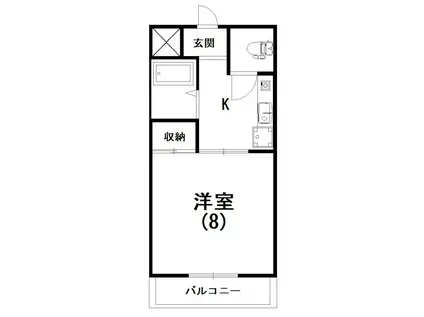 ビアンヌール四ツ池公園(1K/2階)の間取り写真