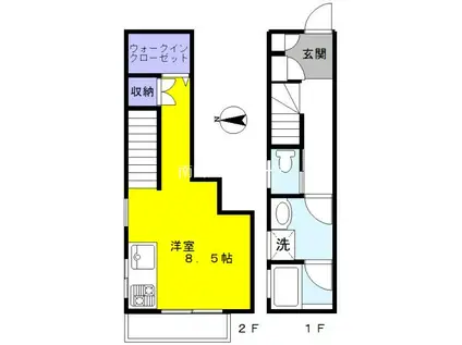 コート四季(ワンルーム/2階)の間取り写真