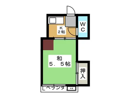 メゾン白樺(1K/2階)の間取り写真