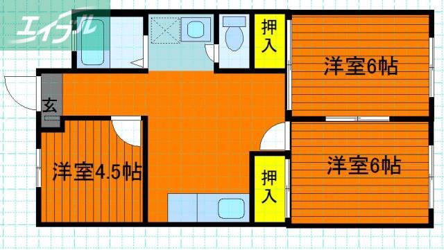 第3国際コーポ(3DK/9階)の間取り写真