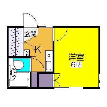 コーポイハラ(1K/1階)の間取り写真