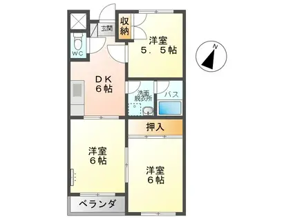 長瀬ロイヤルレジデンスB棟(3DK/4階)の間取り写真