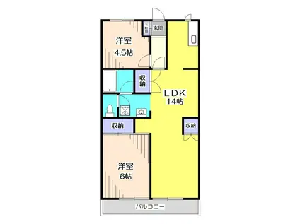 中新井ブルームハイツ(2LDK/3階)の間取り写真