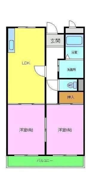 サンハイツ今熊(2DK/3階)の間取り写真