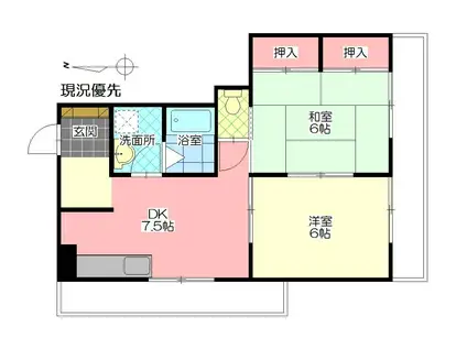 渡辺コーポ(2DK/2階)の間取り写真