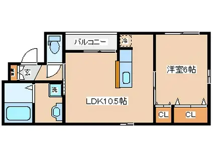 メゾンベールひじりの杜(1LDK/1階)の間取り写真