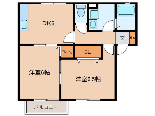 リザハウスA(2DK/1階)の間取り写真