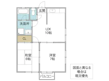 ハイツ桜川(2LDK/2階)の間取り写真