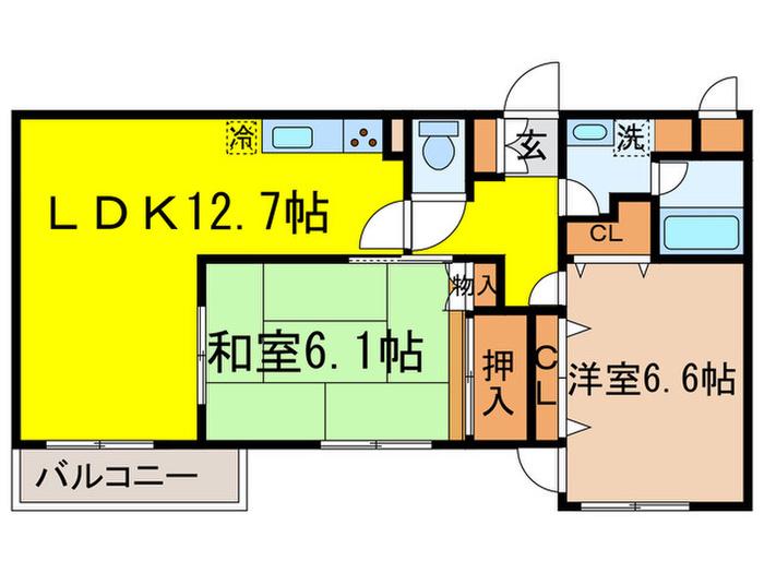 パストラル西府(2LDK/2階)の間取り写真