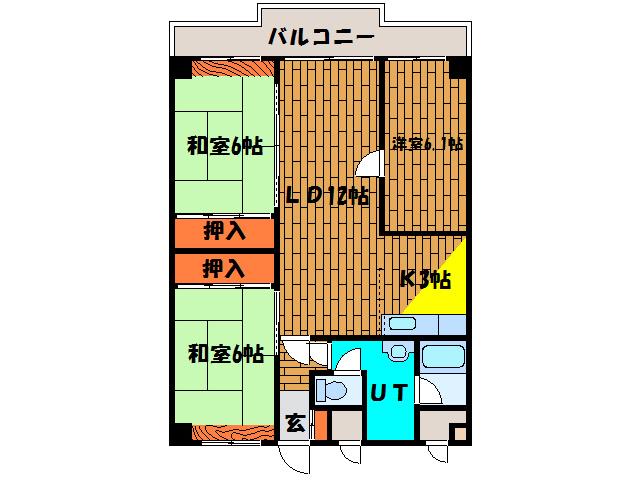 グロリアハイツ若松(3LDK/4階)の間取り写真