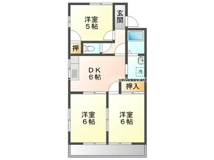 ローズハウス 一本木B棟(3DK/2階)の間取り写真