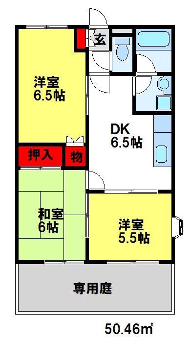 エイトハウス(3DK/1階)の間取り写真
