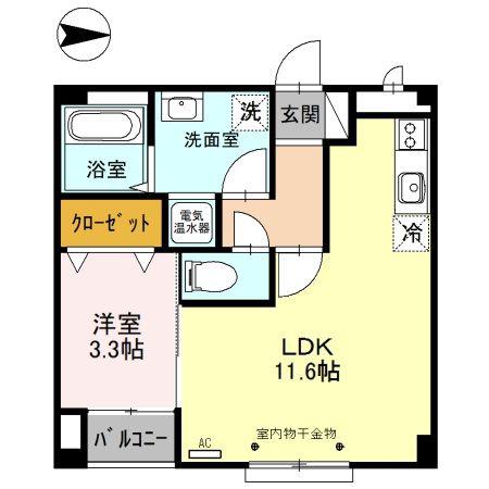 JEWEL(1LDK/3階)の間取り写真