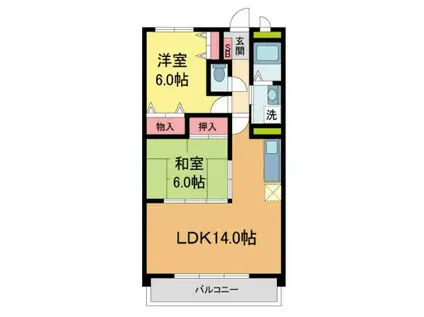 シェリール苦楽園II(2LDK/1階)の間取り写真