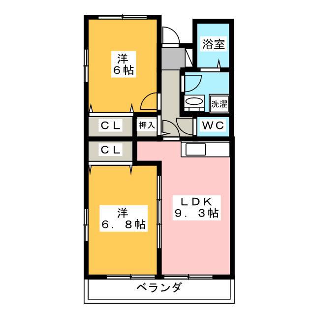 ラフィーネ壱番館(2LDK/4階)の間取り写真