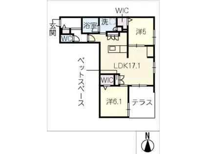 AURALEE(2LDK/1階)の間取り写真