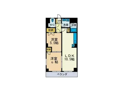 にいやビル(2LDK/4階)の間取り写真