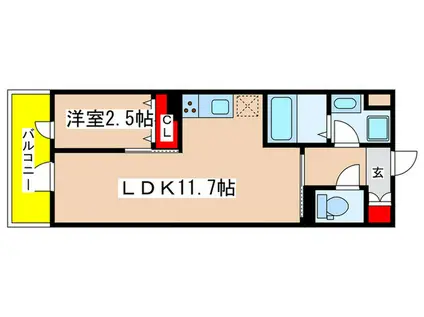 ザ・テラスコート英(1LDK/1階)の間取り写真