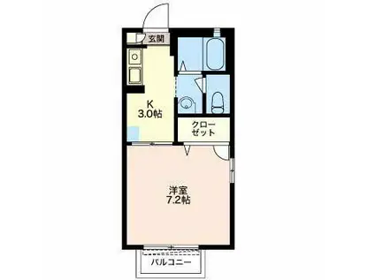 エクセル長者B(1K/1階)の間取り写真