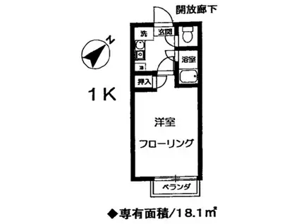 パーク・ハイツII(1K/1階)の間取り写真