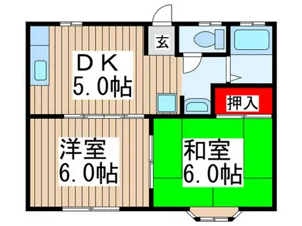 宮の森ハウスA(2DK/2階)の間取り写真