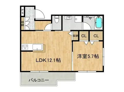 アンビハウス守谷(1LDK/1階)の間取り写真