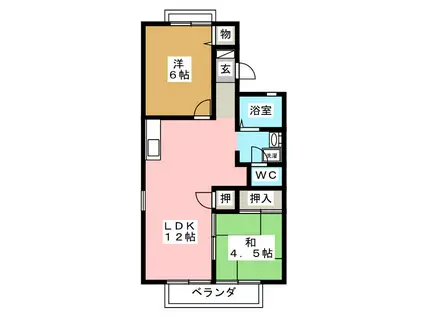 カサベルデI B棟(2LDK/2階)の間取り写真