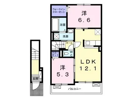 アザレアM・III(2LDK/2階)の間取り写真