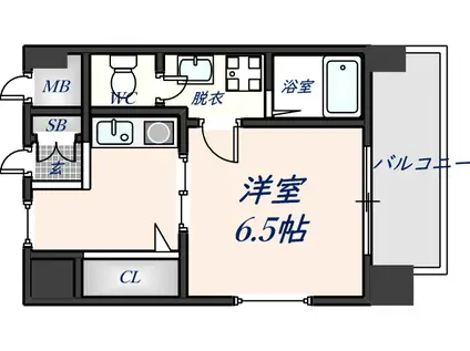 ミフネセントラルベア 荒本(1K/6階)の間取り写真
