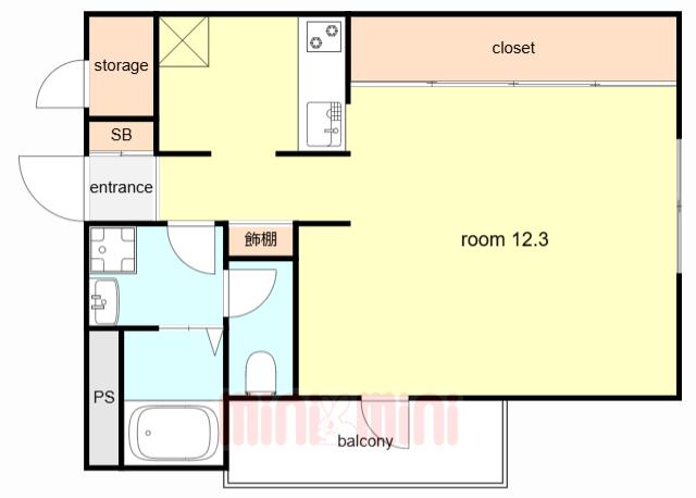 GLANZ COURT JOHN 立花町(ワンルーム/3階)の間取り写真