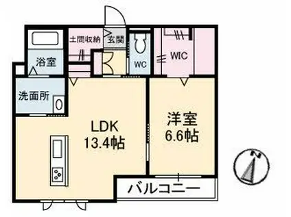 RAINBOW中島 A棟(1LDK/2階)の間取り写真